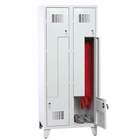 Garderobenschrank 'Z' - WEMO, 2 x 400 mm, Türfarbe Grau RAL7035, mit Füßen, Zylinderschloss - Malow - Bild2