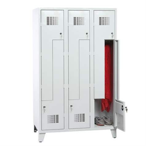 Garderobenschrank 'Z' - WEMO, 3 x 400 mm, Türfarbe Grau RAL7035, mit Füßen, Drehriegelverschluss - Malow - Bild2