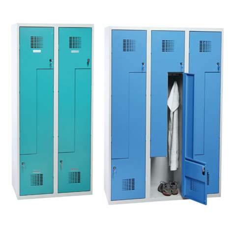 Garderobenschrank 'Z' - WEMO, 2 x 300 mm, Türfarbe Blau RAL5012, ohne Füße, Drehriegelverschluss - Malow - Bild2
