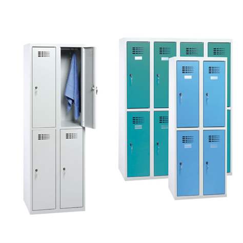 Schließfachschrank WEMO, 2x2 Abteile, 600x500x1800 mm, Türfarbe blau RAL5012, Zylinderschloss - Malow - Bild2