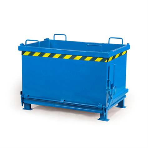 Přepravník s výklopným dnem, objem 1000 l, nosnost 1250 kg, d x š x v: 1200 x 1000 x 1160 mm, barva modrá RAL5010