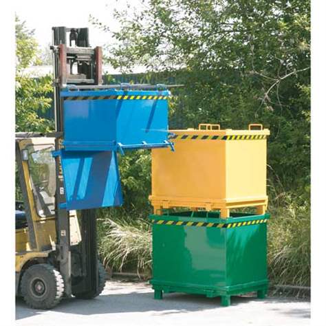 Přepravník s výklopným dnem, objem 1000 l, nosnost 1250 kg, d x š x v: 1200 x 1000 x 1160 mm, barva modrá RAL5010 - obrázek4