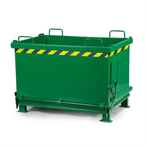 Přepravník s výklopným dnem, objem 1000 l, nosnost 1250 kg, d x š x v: 1200 x 1000 x 1160 mm, barva zelená RAL6029