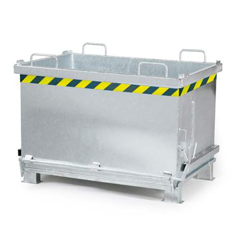Přepravník s výklopným dnem, objem 1000 l, nosnost 1250 kg, d x š x v: 1200 x 1000 x 1160 mm, pozink