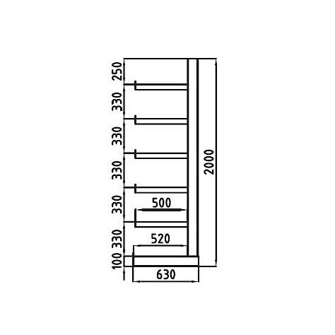 Kragarmregal ATLAS mit identischen Kragarmlängen, einseitig, Länge 2700 mm, 3 Ständer, 6 Ebene - META Skladovací technika - Bild2