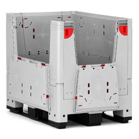 BigBox klappbar aus Polyetylen, mit Eingriffsklappen, 1200 x 800 x 1000 mm, mit Kufen - Bild2