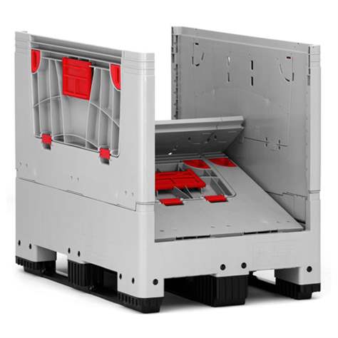 BigBox klappbar aus Polyetylen, mit Eingriffsklappen, 1200 x 800 x 1000 mm, mit Kufen - Bild4