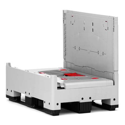 BigBox klappbar aus Polyetylen, mit Eingriffsklappen, 1200 x 800 x 1000 mm, mit Kufen - Bild5