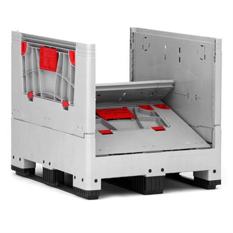 BigBox klappbar aus Polyetylen, mit Eingriffsklappen, 1200 x 1000 x 1000 mm, mit Kufen - Bild4
