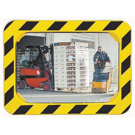 Oglindă pentru industrie și logistică cu ramă atenționare galbenă/neagră, 950 x 750 mm