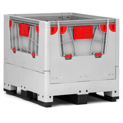 BigBox klappbar aus Polyetylen, mit Eingriffsklappen, 1200 x 1000 x 1000 mm, mit Kufen - Bild7