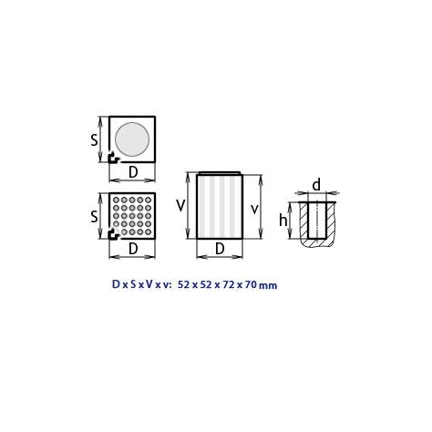 Kunststoff-Box für Werkzeuge mit Zylinderschaft - D12, Modul 5x5, Hohlräume 4 St.(12x35 mm), Farbe rot. - Bild7