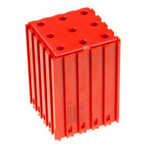 Kunststoff-Box für Werkzeuge mit Zylinderschaft - D4, Modul 5x5, Hohlräume 9 St.(4x18 mm), Farbe rot.
