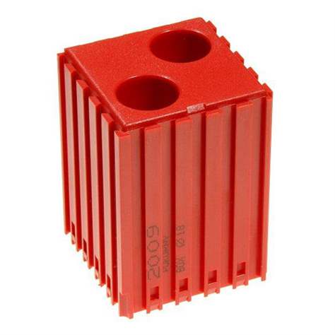 Kunststoff-Box für Werkzeuge mit Zylinderschaft - D18, Modul 5x5, Hohlräume 2 St.(18x48 mm), Farbe rot.