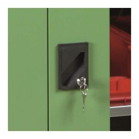 Dulap metalic de atelier cu uși batante cu fereastră transparentă, HxLxl: 1950x1044x655 mm, 4 x polițe 100 kg, albastru RAL5012 - Polak CZ, s.r.o. - imagine3