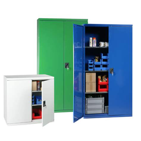 Dulap metalic de atelier cu uși batante, HxLxl: 1950x1044x655 mm 4 x polițe 100 kg, albastru RAL5012 - Polak CZ, s.r.o. - imagine2