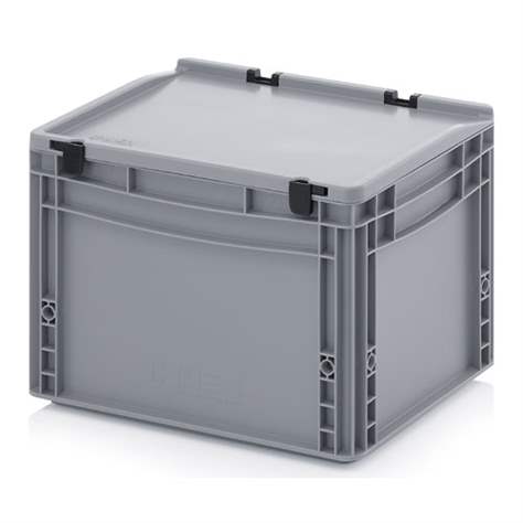 Eurobehälter mit Deckel, grau, 400 x 300 x 285 mm