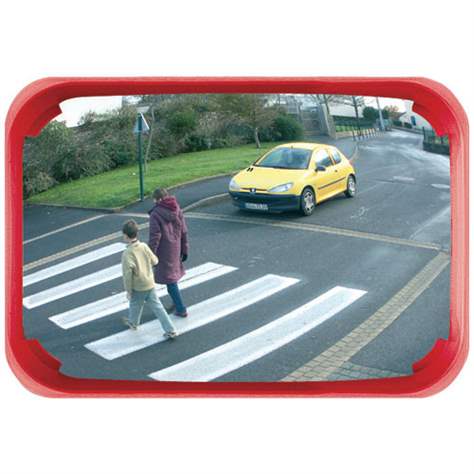 Multifunktionsspiegel mit rotem Rahmen für Außenbereiche, 600 x 400 mm