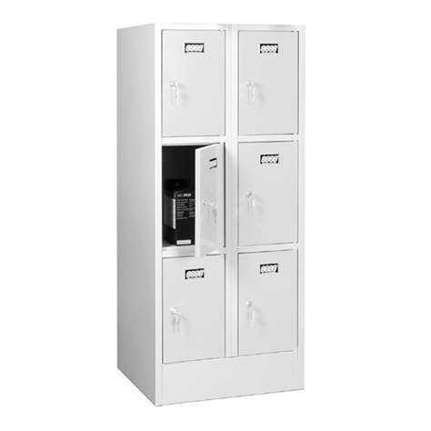 Zváraná šatňová skriňa so schránkami, 2 x 3 schránky, šírka 600 mm, farba dverí šedá RAL7035 - Kovos Verneřice