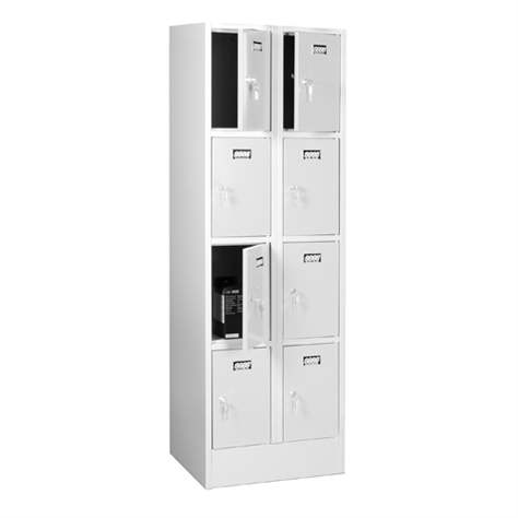 Zváraná šatňová skriňa so schránkami, 2 x 4 schránky, šírka 600 mm, farba dverí šedá RAL7035 - Kovos Verneřice