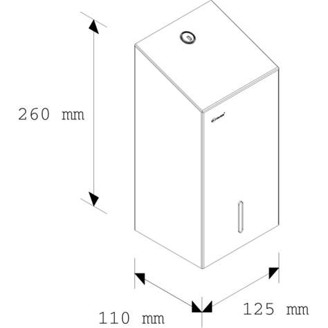 Dispenser pentru prosoape de hârtie de toaletă - foi separate, oțel inoxidabil mat, volum 400 buc. - imagine3
