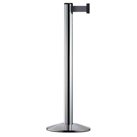 Personalleitsystem - Gurtpfosten Extend, Gurtlänge 3,7m, Chrom / Gurt Schwarz