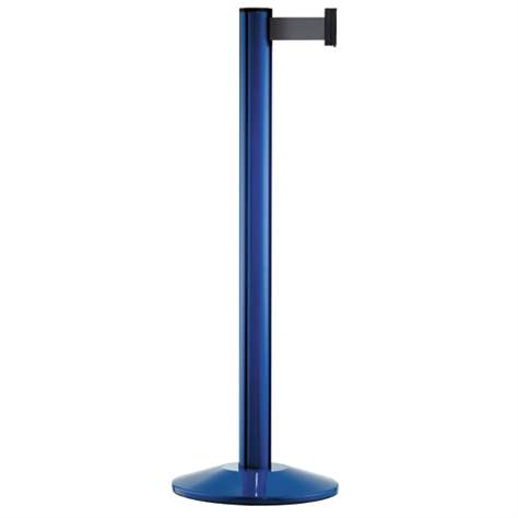 Personalleitsystem - Gurtpfosten Classic, Gurtlänge 2,3m, pulverbeschichtet Blau / Gurt Schwarz