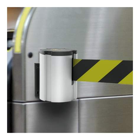 Gurtabsperrung in Kassette Wall Mount L, Gurtlänge 3,7 m, magnetisch, Chrom / Gurtfarbe Gelb