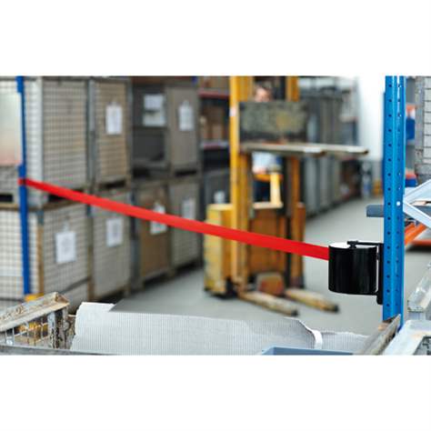 Sistem demarcare îngrădire - bandă delimitare în casetă cu fixare cu șuruburi, lungime de bandă 12 m, neagră/culoare bandă roșie - imagine2