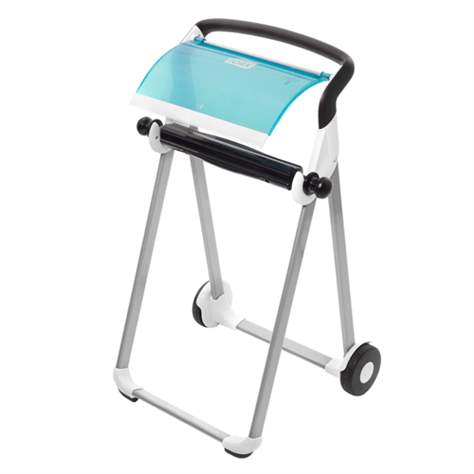 Dispozitiv desfășurător produse consumabile curățenie - hârtie prosop în rolă TORK, stativ mobil, culoare albă - TORK - imagine7