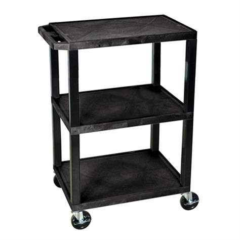 Kunststoffwagen, 3 Etagen, H x L x B: 865x610x460 mm, Farbe schwarz.