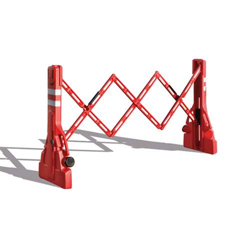 Scherengitter, Kunststoff, Länge ausgezogen 2,2 m, Rot-Weiß