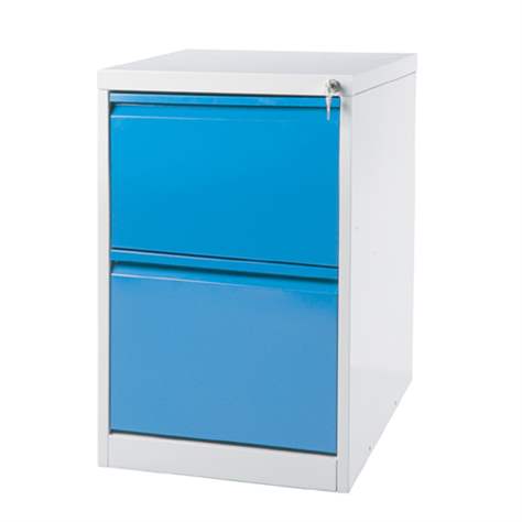 Hängeregistraturschrank ECONOMY, Format A4, 2 Schubladen, HxBxT: 704x405x623 mm, Lichtgrau RAL7035 / Blau RAL5005 - Kovona Lysa nad Labem