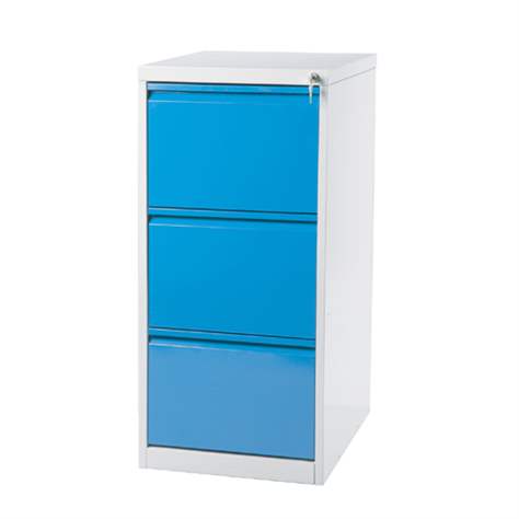 Hängeregistraturschrank ECONOMY, Format A4, 3 Schubladen, HxBxT: 1012x405x623 mm, Lichtgrau RAL7035 / Blau RAL5005 - Kovona Lysa nad Labem