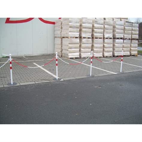 Kettenständer aus Metall, VE: 4 Metallpfosten + Kunststoffkette 15 m, Rot/Weiß