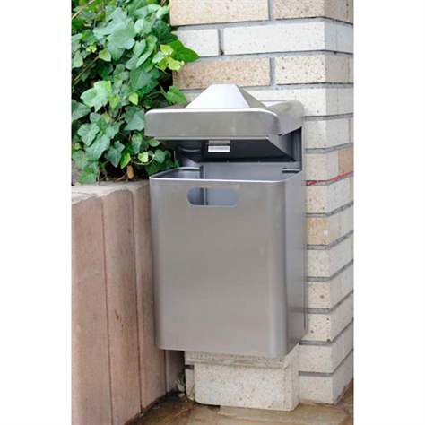 Kovový vonkajší kôš Pyramída, objem 35 l, s popolníkom, upevnenie na stĺp, pozinkovaný