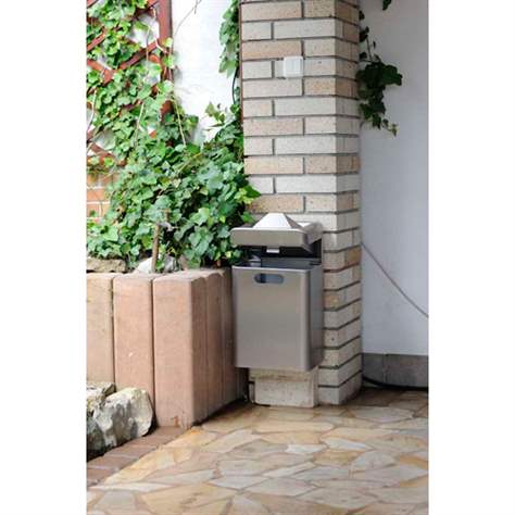 Kovový vonkajší kôš Pyramída, objem 35 l, s popolníkom, upevnenie na stĺp, pozinkovaný - obrázok2