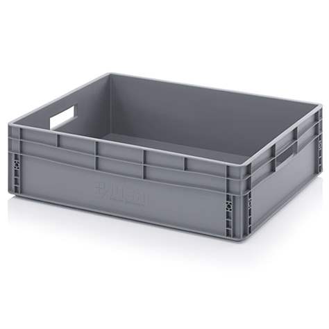 Prepravka plastová Euro, plná, farba šedá, 600 x 800 x 220 mm