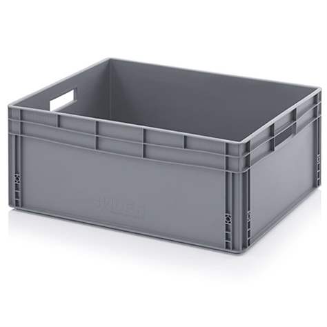 Přepravka plastová Euro, plná, šedá barva, 600 x 800 x 320 mm