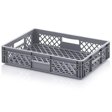 Eurobehälter durchbrochen, grau, 600 x 400 x 120 mm