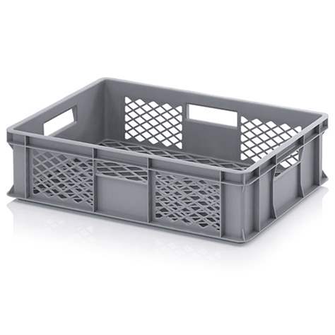 Eurobehälter durchbrochen, grau, 600 x 400 x 150 mm