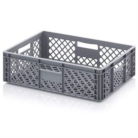 Eurobehälter durchbrochen, grau, 600 x 400 x 170 mm