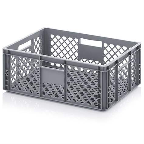 Eurobehälter durchbrochen, grau, 600 x 400 x 220 mm