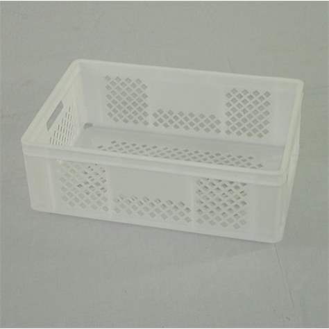 Kunststoff-Stapelbehälter Euro200, 600 x 400 x 200 mm, Wände durchbrochen, Farbe weiss.