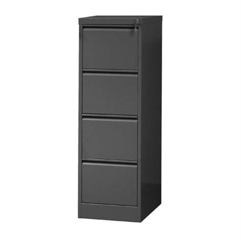 Cartotecă - dulap arhivare registratură - pentru format  A4, 4 sertare, HxLxl: 1285x415x630 mm, neagră RAL9005 - Malow