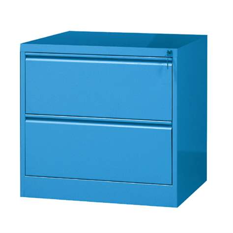 Cartotecă - dulap arhivare registratură - pentru format A4 cu 2 rânduri sertare, HxLxl: 715x775x630 mm, albastru RAL5010 - Malow