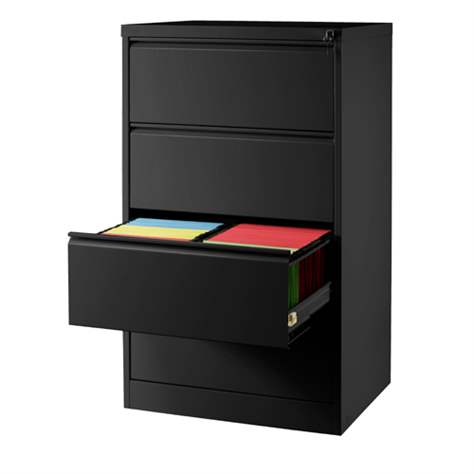 Cartotecă - dulap arhivare registratură - pentru format  A4 cu 2 rânduri sertare, HxLxl: 1285x775x630 mm, neagră RAL9005 - Malow