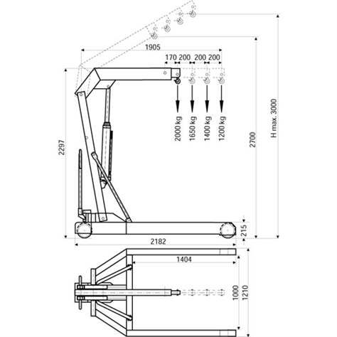 Werkstattkran, Tragfähigkeit 2000 kg, Fahrgestell parallel - Bild3