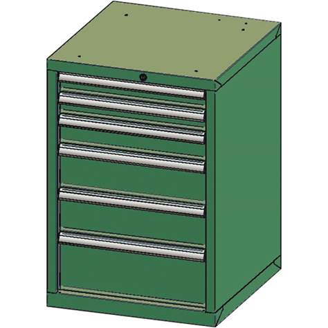 Werk-Schubladenschrank KOMBI, HxBxT: 840 x 731 x 780 mm, 6 x Schubladen, grün RAL6011 - Polak CZ, s.r.o. - Bild11