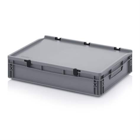 Eurobehälter mit Deckel, grau, 600 x 400 x 135 mm